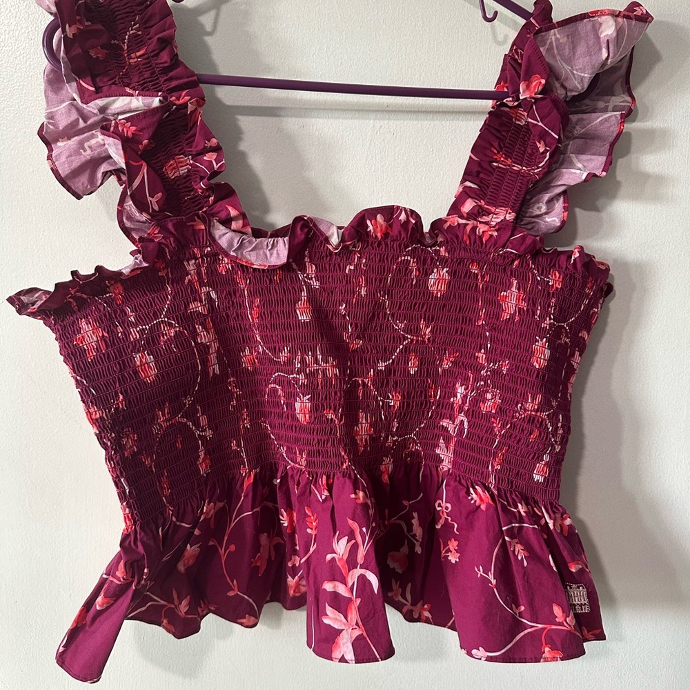 Hill House Home Paz top in Burgundy Floral - Picture 2 of 3
